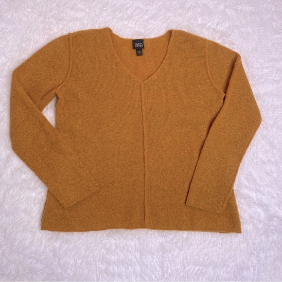Eileen Fisher Italian Yarn Wool Blend Pullover Sweater S Orange Seam Detail - Picture 6 of 6